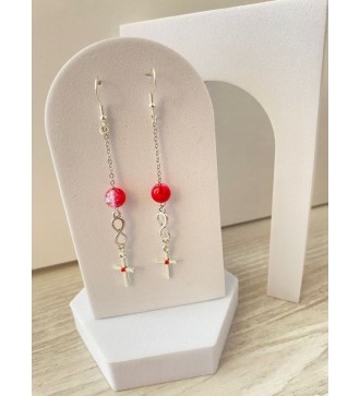 Boucles d'oreilles argent 925 avec pendentif infini et perles