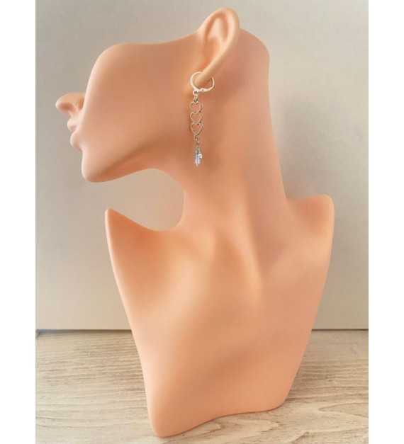 Boucles d’oreilles Eclats de main en argent 925 – Trio de cœurs