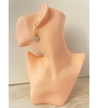 Boucles d'oreilles en or 24 K , fleur et croix strass