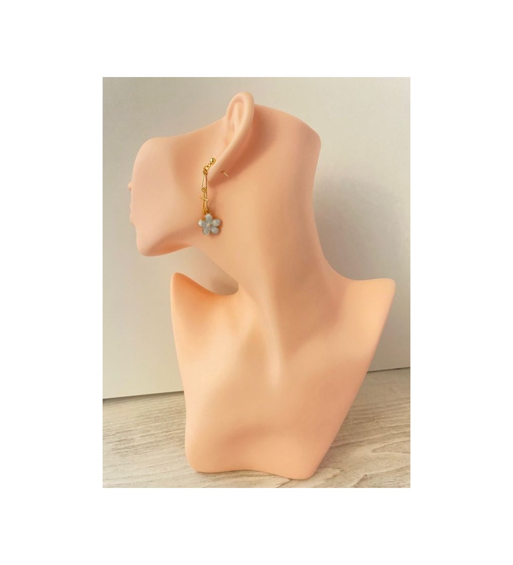 Boucles d'oreilles en or 24 K , fleur et croix strass