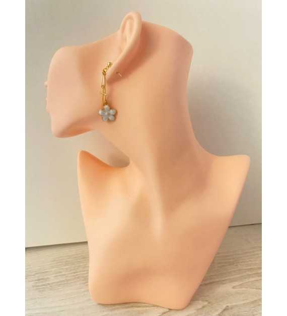 Fleur Espoir – Boucles d’oreilles pendantes plaqué or 24 K