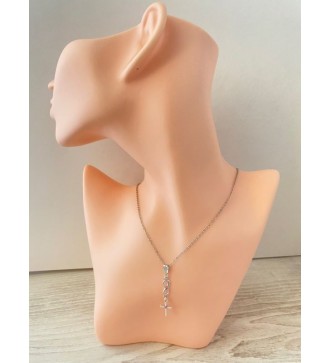 Collier infini et croix argent 925 , strass effet diamant