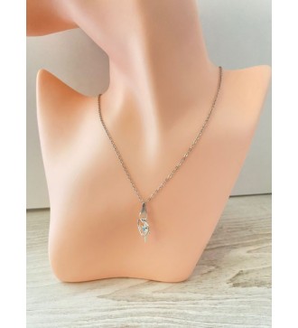 Collier en chaîne argent 925 , coeur et croix strass diamant