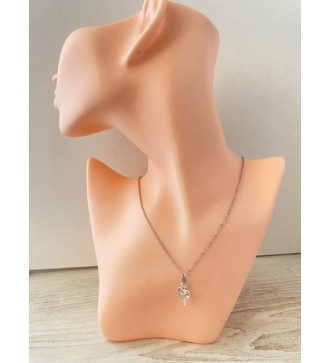 Collier en chaîne argent 925 , coeur et croix strass diamant