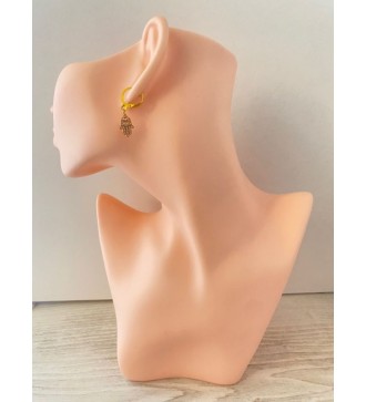 Boucles d'oreilles or 24K avec pendentif main de Fatma