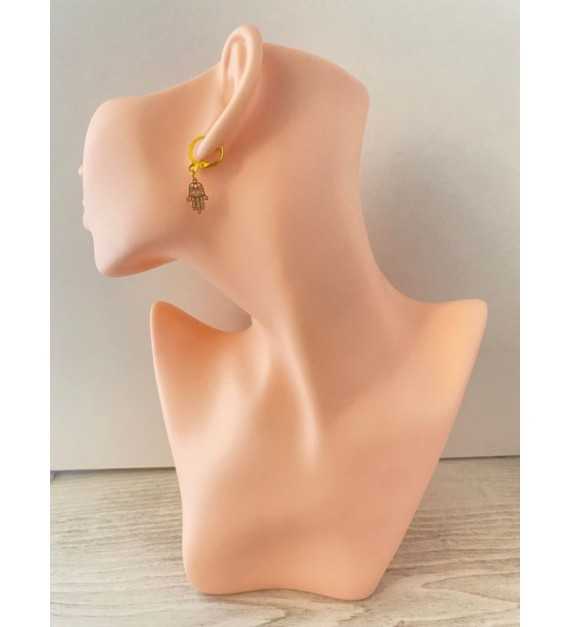 Boucles d'oreilles or 24K avec pendentif main de Fatma