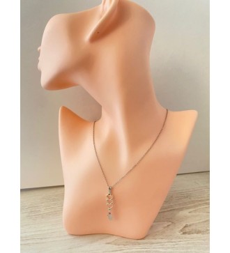 Collier en chaîne inoxydable plaqué argent 925 avec coeurs