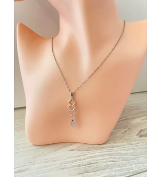 Collier en chaîne inoxydable plaqué argent 925 avec coeurs