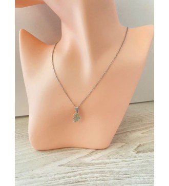 Collier en acier inoxydable avec lune et main de Fatma