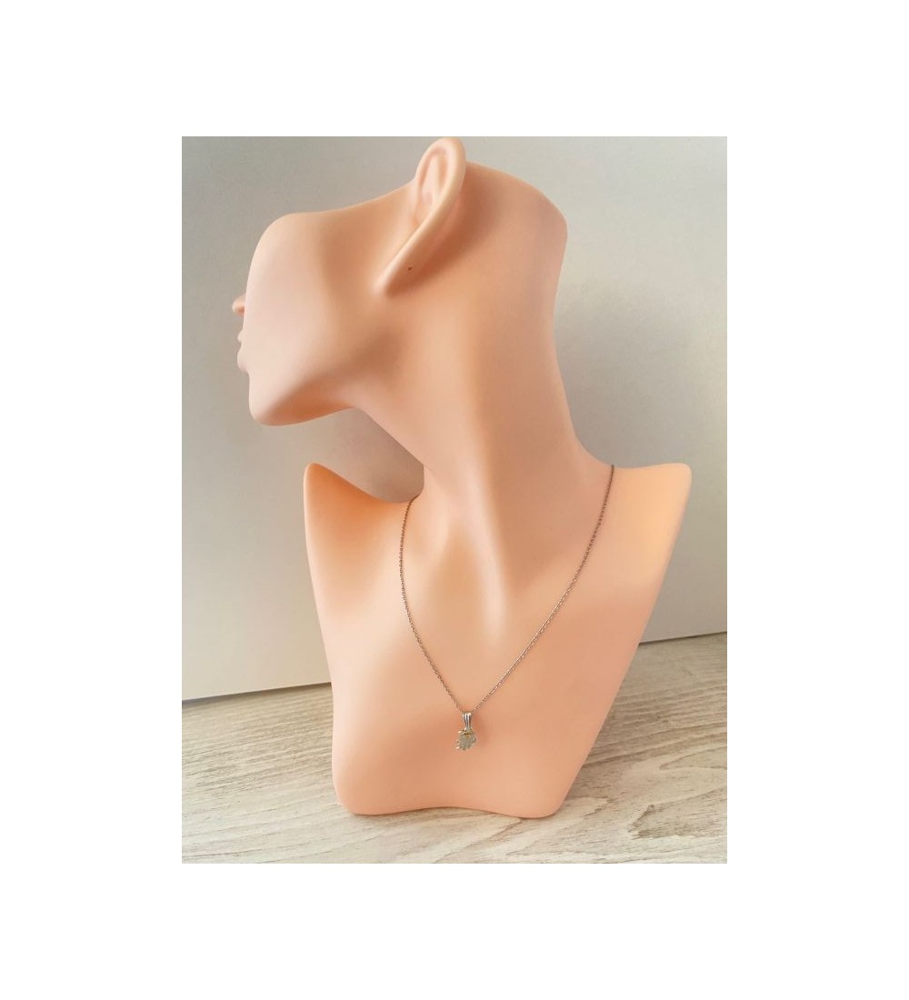 Collier en acier inoxydable avec lune et main de Fatma