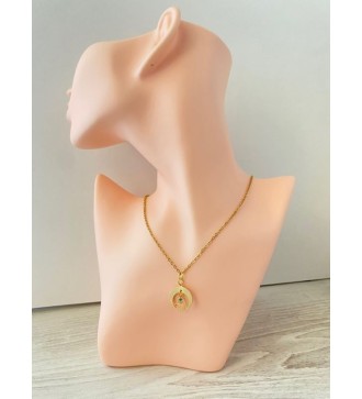 Collier en or 24K avec pendentif lune et main de Fatma