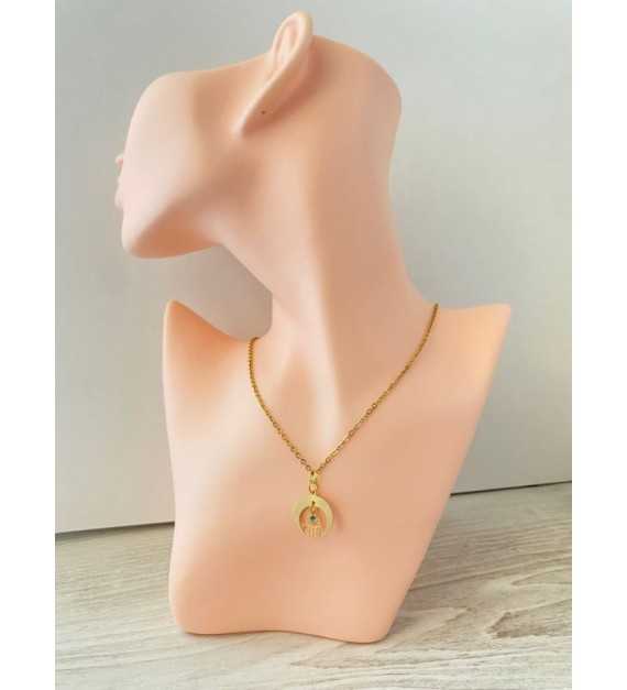 Protection Ethérée – Collier plaqué or 24 K avec pendentif lune