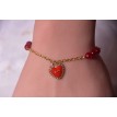 Red Love – Bracelet ajustable perles rouges et pendentif Love en acier inoxydable doré Red Love – Bracelet ajustable perles rouges et pendentif Love en acier inoxydable doré