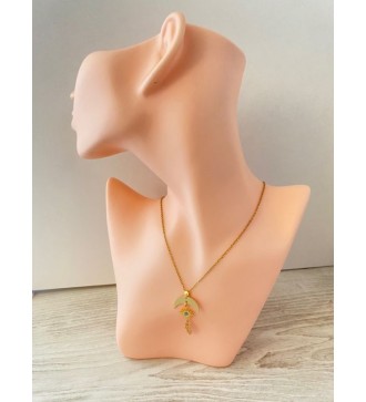 Collier en plaqué or 24K avec lune , soleil et main de Fatma