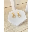 Rond Strass – Boucles d’oreilles pendantes plaqué or 24 K avec pendentif rond  Rond Strass – Boucles d’oreilles pendantes plaqué or 24 K avec pendentif rond