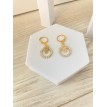 Rond Strass – Boucles d’oreilles pendantes plaqué or 24 K avec pendentif rond  Rond Strass – Boucles d’oreilles pendantes plaqué or 24 K avec pendentif rond