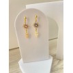 Soleil Strass – Boucles d’oreilles pendantes plaqué or 24 K avec pendentif soleil et strass  Soleil Strass – Boucles d’oreilles pendantes plaqué or 24 K avec pendentif soleil et strass