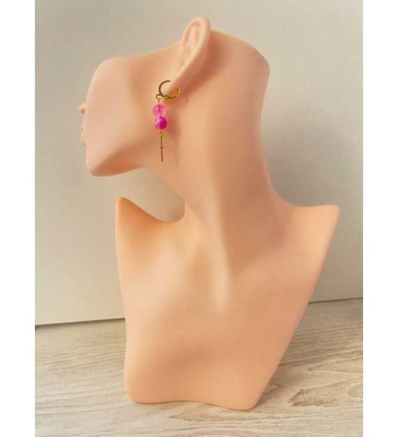 Verre Coloré – Boucles d’oreilles pendantes plaqué or 24 K 