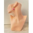 Verre Coloré – Boucles d’oreilles pendantes plaqué or 24 K avec perles en verre rose et strass Verre Coloré – Boucles d’oreilles pendantes plaqué or 24 K avec perles en verre rose et strass