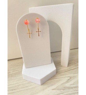 Boucles d'oreilles croix or 24K strass diamant