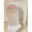 Verre Orangé – Boucles d’oreilles pendantes plaqué or 24 K avec perle en verre orange  Verre Orangé – Boucles d’oreilles pendantes plaqué or 24 K avec perle en verre orange