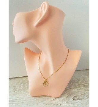 Collier or 24K avec pendentif rond et main de Fatma