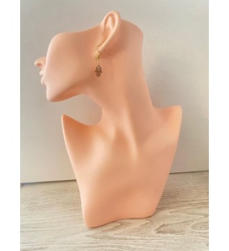 Boucles d'oreilles pendantes or 24K avec strass et Fatma