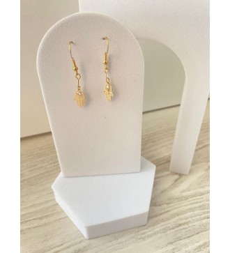 Boucles d'oreilles pendantes or 24K avec strass et Fatma