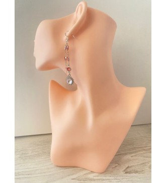 Boucles d'oreilles argent 925 rosace, main de Fatma, strass