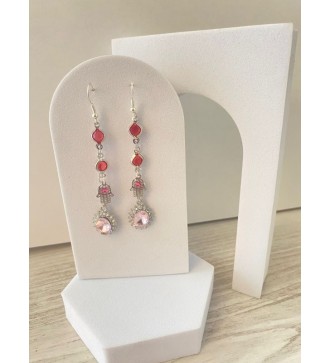 Boucles d'oreilles argent 925 rosace, main de Fatma, strass