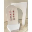 Boucles d’oreilles Main en Rose en argent 925 avec pendentif rosace, pierre rose et main de Fatma Boucles d’oreilles Main en Rose en argent 925 avec pendentif rosace, pierre rose et main de Fatma