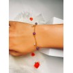 Violine – Bracelet en acier inoxydable plaqué or 24K avec perles violettes et breloques blanches 