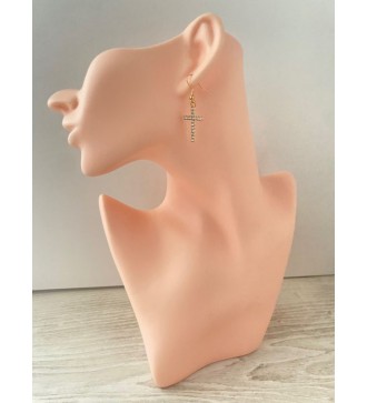 Boucles d'oreilles pendantes en or 24K avec croix en strass