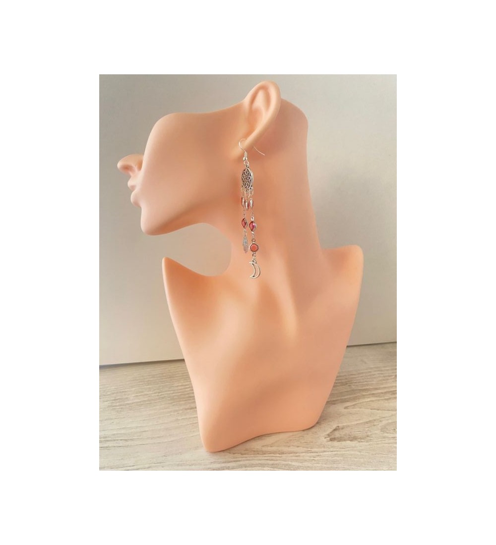 Boucles d'oreilles argent 925 avec rosace et main de Fatma