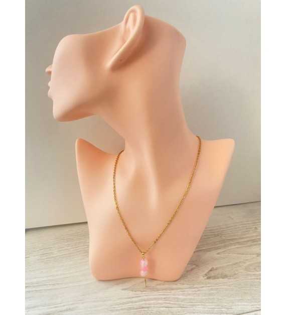 Collier Croix Rose – bijou artisanal fait main
