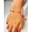 Violine – Bracelet en acier inoxydable plaqué or 24K avec perles violettes et breloques blanches 
