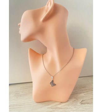Collier en argent 925 avec pendentif papillon et croix