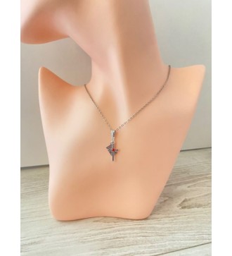 Collier en chaîne argent 925 , pendentif enveloppe et croix