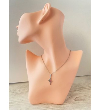Collier en chaîne argent 925 , pendentif enveloppe et croix