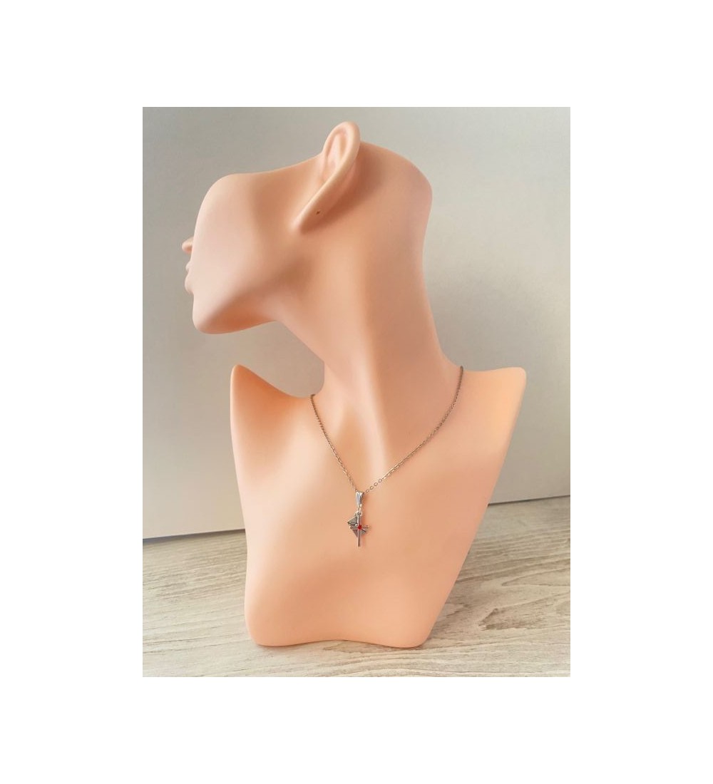 Collier en chaîne argent 925 , pendentif enveloppe et croix