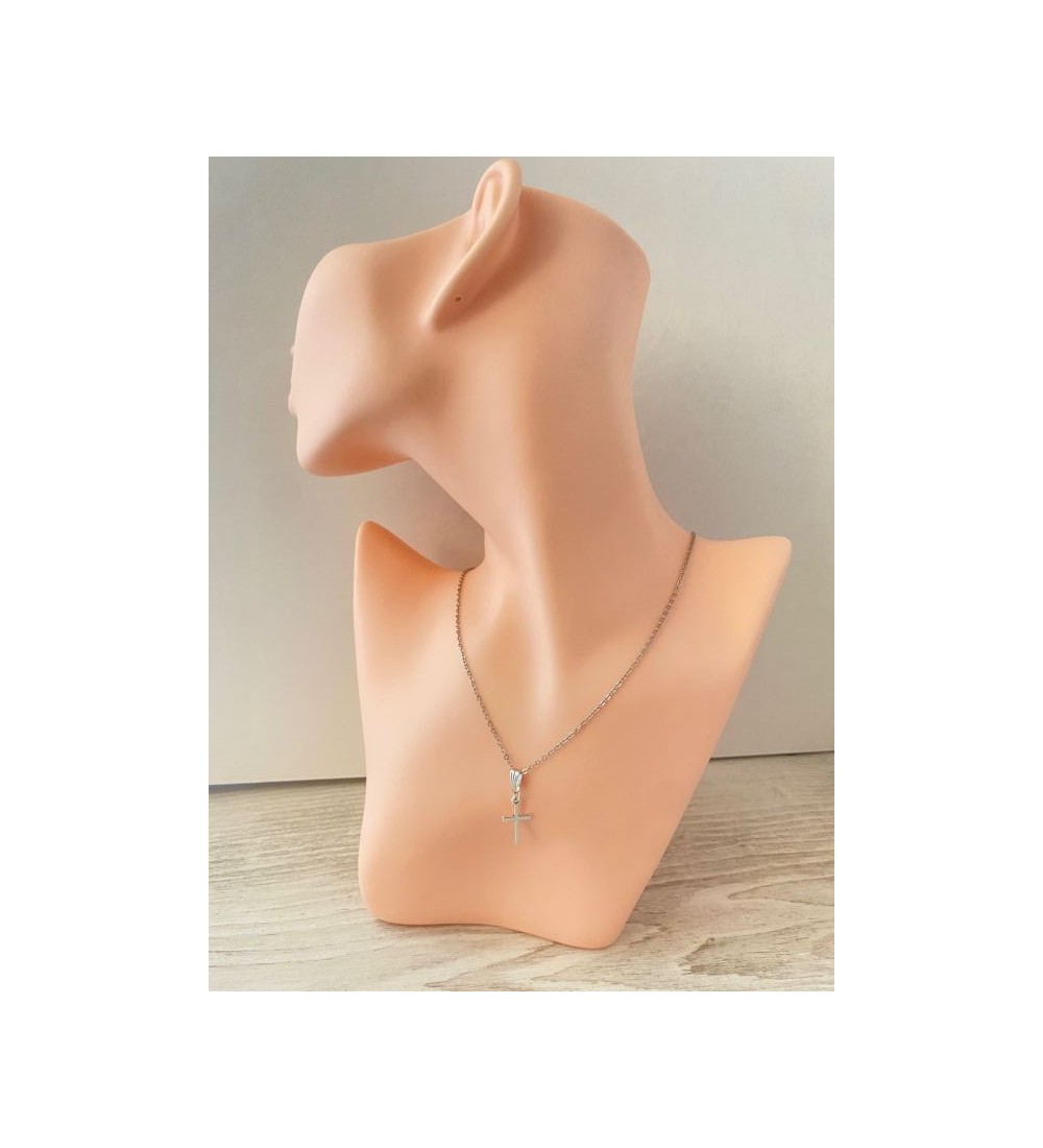 Collier en chaîne argent 925 avec pendentif croix argenté
