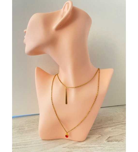 Collier Éclat de Rubis – Bijou artisanal en or 24K