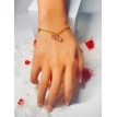 Pink Love – Bracelet ajustable pendentif LOVE et breloques acier inoxydable doré