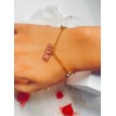 Pink Love – Bracelet ajustable pendentif LOVE et breloques acier inoxydable doré