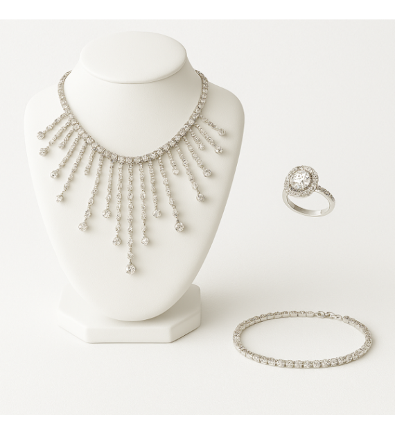 Parure bijoux strass argentés – Lot de 3 – AU2Bijoux