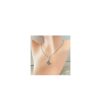 Collier en argent 925 avec pendentif papillon et croix