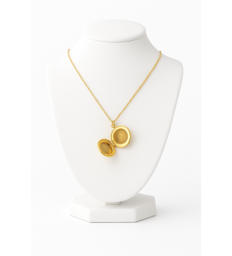 Médaillon plaqué or 24 K ou argent 925 avec chaîne