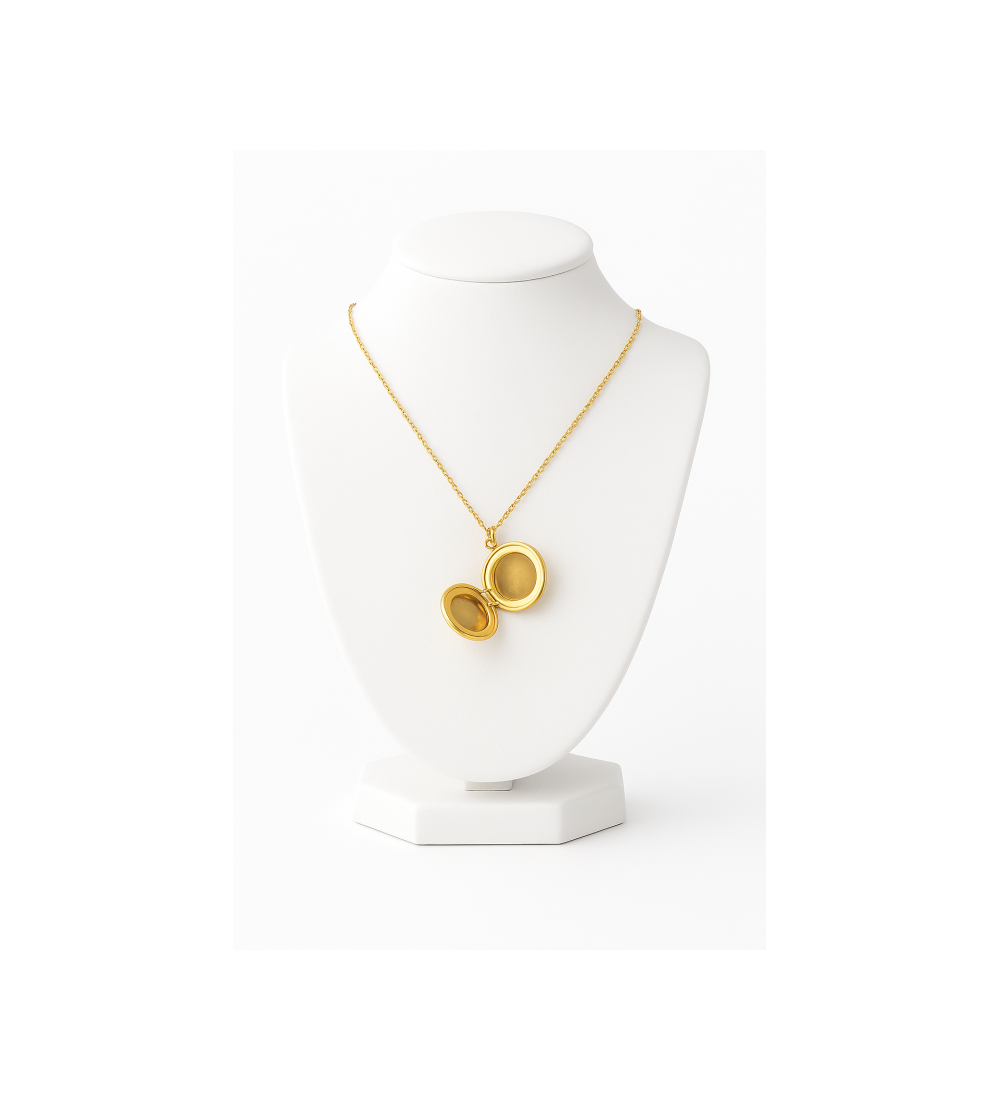 médaillon acier inoxydable plaqué or 24 K ou argent 925 avec chaîne – AU2 Bijoux médaillon acier inoxydable plaqué or 24 K ou argent 925 avec chaîne – AU2 Bijoux