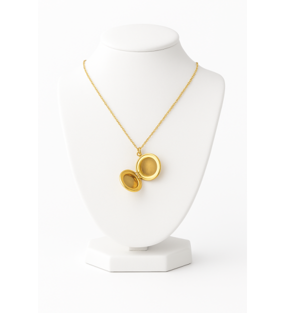Médaillon acier inoxydable plaqué or 24 K ou argent 925 avec chaîne – AU2 Bijoux