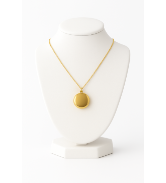 Médaillon plaqué or 24 K ou argent 925 avec chaîne